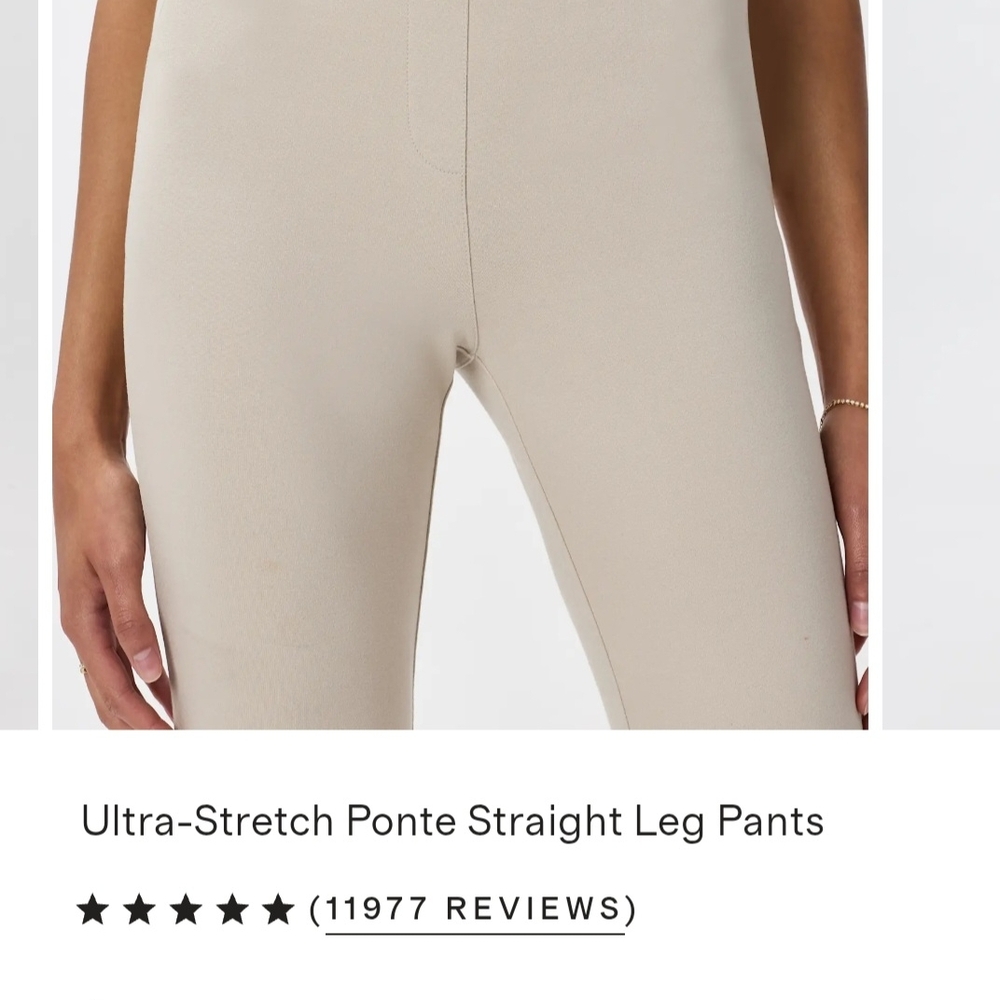 Quince Ultra-Stretch Ponte Straight Leg Pants in Cream